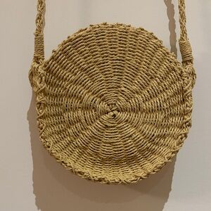 Natural Woven Straw Circle Bag